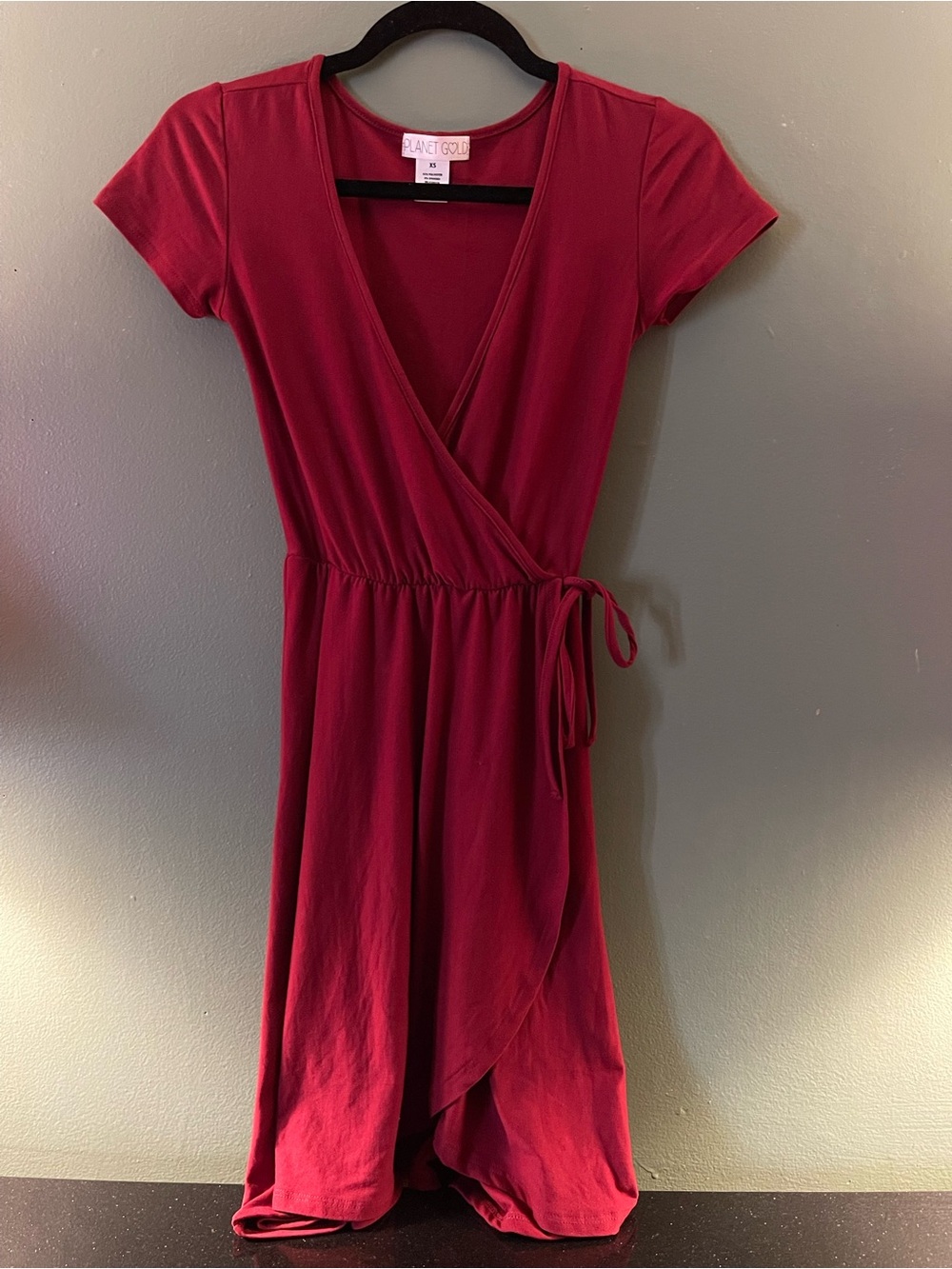 Planet Gold Women's Deep Red Wrap Dress